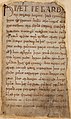 La unua paĝo de Beovulfo (Cotton MS Vitellius A XV f. 132r), kiu komenciĝas per HǷÆT ǷE GARDE[NA]…