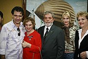 Banderas with Marisa Letícia (First Lady of Brazil), Luiz Inácio Lula da Silva (President of Brazil), Melanie Griffith (American actress) and Wilma de Faria (54th Governor of Rio Grande do Norte state) (8 December 2007)