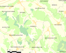 Mapa obce Chennegy