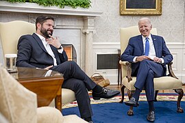 El Presidente Boric junto al Presidente de Estados Unidos, Joe Biden, en Washington D. C., Estados Unidos, el día 02 de noviembre de 2023.