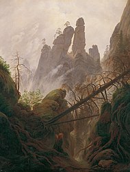 Rocky ravine in the Elbe Sandstone Mountains 1822