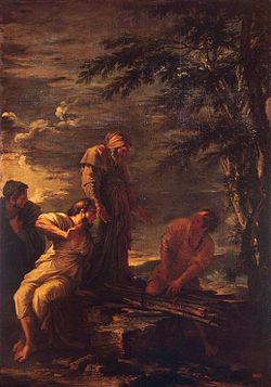 Interparolo de Demokrito kaj Protagoro, pentraĵo de la 17-a jarcento far Salvator Rosa (1615-1673), Muzeo Ermitejo