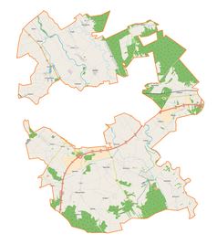 Mapa konturowa gminy wiejskiej Sieradz, u góry znajduje się punkt z opisem „Mnichów”