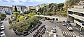 La stazione di Sanremo e il suo piazzale visto dall'alto.