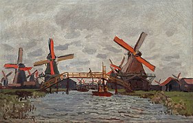 Claude Monet: Muíños de vento nas proximidades de Zaandam.