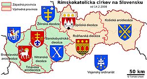 Mapa cirkevnej provincie Západná provincia