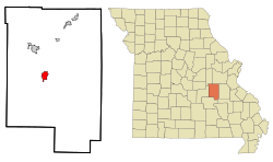 Location of Steelville, Missouri