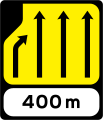 W 093L Lane Loss (Four to Three Lanes) - Left (with 400m panel)