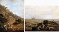 Escena campestre y vista de Fuenterrabía, de Luis Paret (pintura española del siglo XVIII).