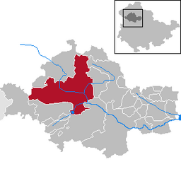 Mühlhausens läge i Thüringen