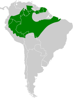 Distribución geográfica del batará estrellado.