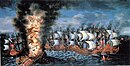 Потопление «Короны» на картине 1686 года.