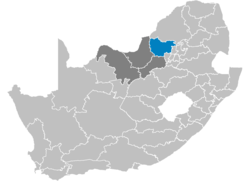 Karte de Sud Afrika montra Bojanala in Nord-west Provinse