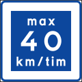 Rekommenderad lägre hastighet max 40 km/h