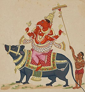 O pictură a lui Ganesha dintr-un manuscris hindus