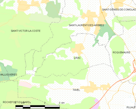 Mapa obce Lirac