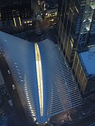 WTC PATH station in twilight from One World Observatory in 2017