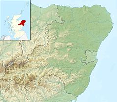 Mapa konturowa Aberdeenshire, na dole po lewej znajduje się czarny trójkącik z opisem „Cairnwell”