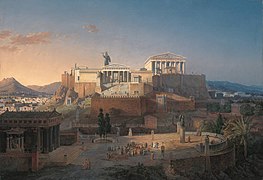 Recreación idealizada de la Acrópolis de Atenas (1846)