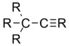 One sp3 and one sp carbon bonded to each other.