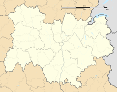 Mapa konturowa regionu Owernia-Rodan-Alpy, na dole znajduje się punkt z opisem „Villeneuve-de-Berg”