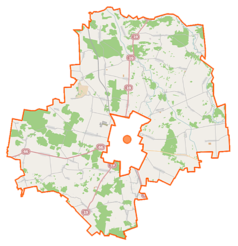 Mapa konturowa gminy wiejskiej Bielsk Podlaski, po prawej znajduje się punkt z opisem „Krzywa”