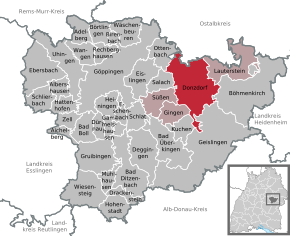 Poziția Donzdorf pe harta districtului Göppingen