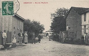 Drosnay -Carte postale de la Rue des Machurés en 1909