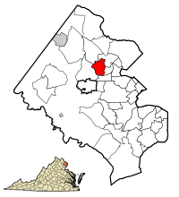 Location of Vienna in Fairfax County, Virginia