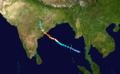 Track of Very Severe Cyclonic Storm Hudhud in the North Indian Ocean.