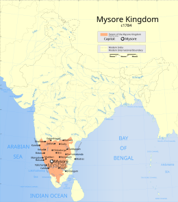 Plasseringa til Mysore