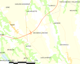 Mapa obce Miossens-Lanusse