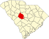Mapa de Carolina del Sur con la ubicación del condado de Lexington
