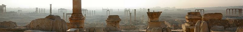 Панорамен изглед към останките на древна Палмира