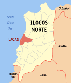 Bản đồ của Ilocos Norte với Laoag được tô sáng