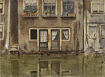 Huizen aan een gracht te Amsterdam (1907), aquarel op papier, Rijksmuseum Amsterdam