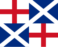 An Ordinance of 12 April 1654 ordered: "That the arms of Scotland viz: a Cross commonly called the St Andrew's Cross be received onto and borne from henceforth in the Arms of this Commonwealth ... etc".[8]