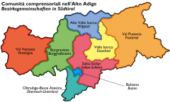 Mapa de comunità comprensoriali del Alto Adigio (Trentín-Altu Adigio)