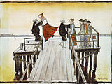 «Bryggedans» (finsk tittel:Tanssi sillalla), 1899, akvarell og gouache