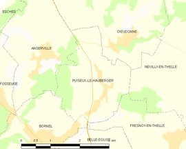 Mapa obce Puiseux-le-Hauberger