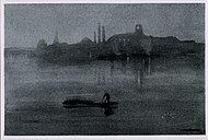 詹姆斯·惠斯勒 - 伦敦切尔西里奇巴特西岸边（石版画）, 1878年