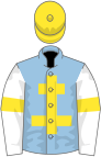 Light blue, yellow cross of lorraine, white sleeves, yellow armlets, yellow cap