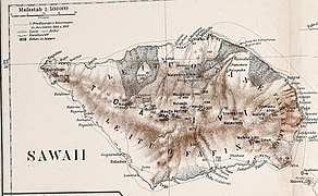 Topographical map of Savaiʻi - published 1910, shewing the lava fields since 1905