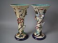 Vases, c. 1880. Coloured glazes, naturalistic in style.
