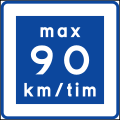 Rekommenderad lägre hastighet max 90 km/h