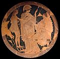 Theseus, Athene ja Amfitrite. Kyliksin tondo, n. 500–490 eaa.