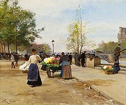 Venditore di fiori vicino al ponte del Louvre