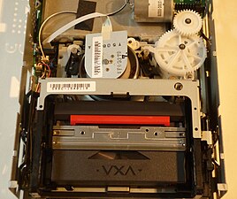 VXA-1 tape drive with tape loaded and threaded