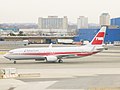 An American Airlines/TWA Boeing 737 at the airport in 2016.