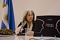 María Kodama při prezentaci knihy „Diálogo con Borges (Ocampo, V.)'“ v roce 2014 v Paříži